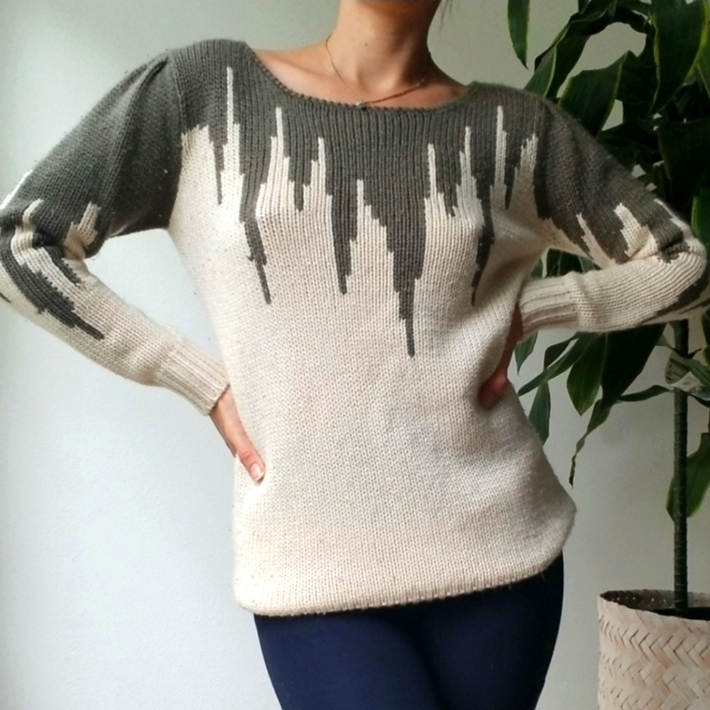 Pink Martini Knit Pullover Puff Sleeve Sweater